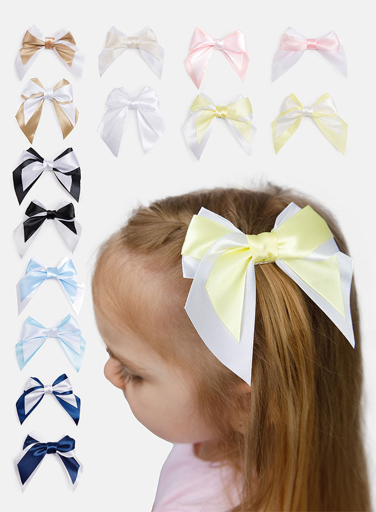 Baby Girl Satin Double Bow Hairclip - Double Toned