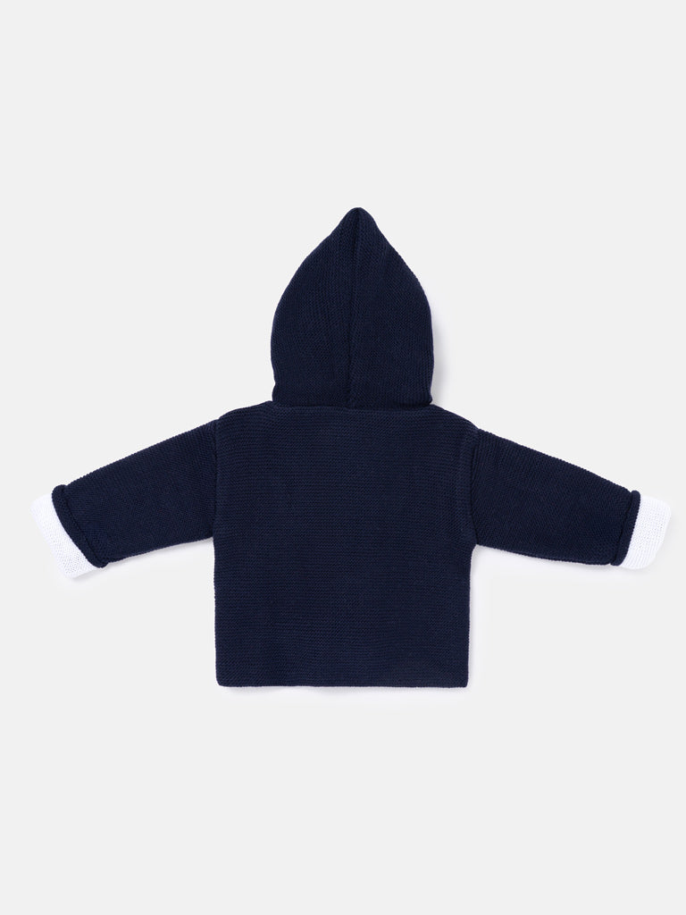Baby Knitted Coat with Hood - Azul Collection - Dark Navy
