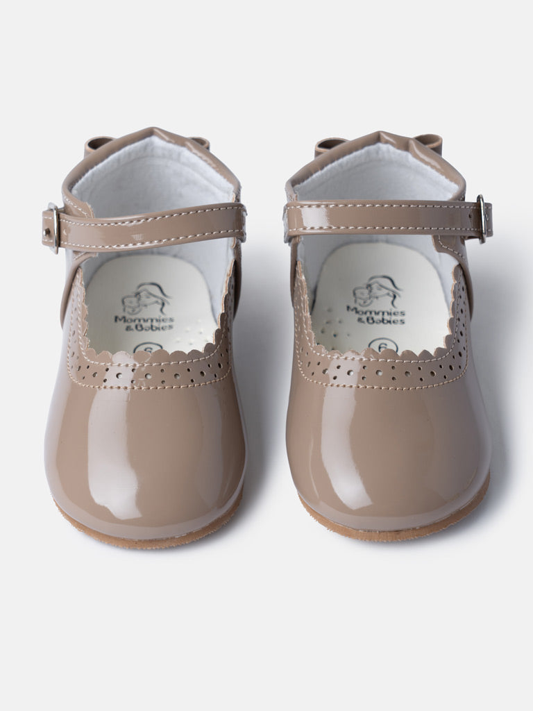 Baby Girl M&B Shoes with Back Bow - Camel