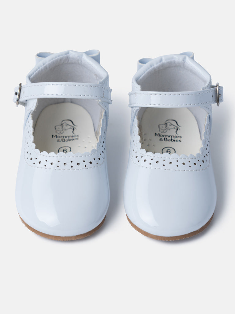 Baby Girl M&B Shoes with Back Bow - Bluebell White