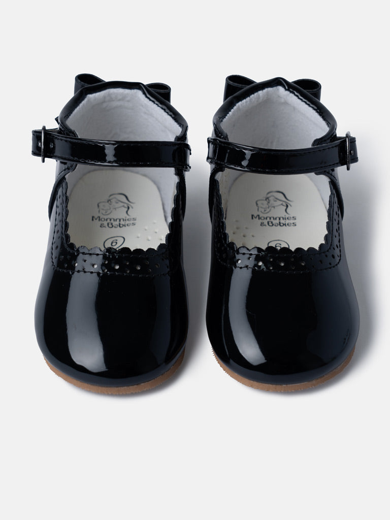 Baby Girl M&B Shoes with Back Bow - Black