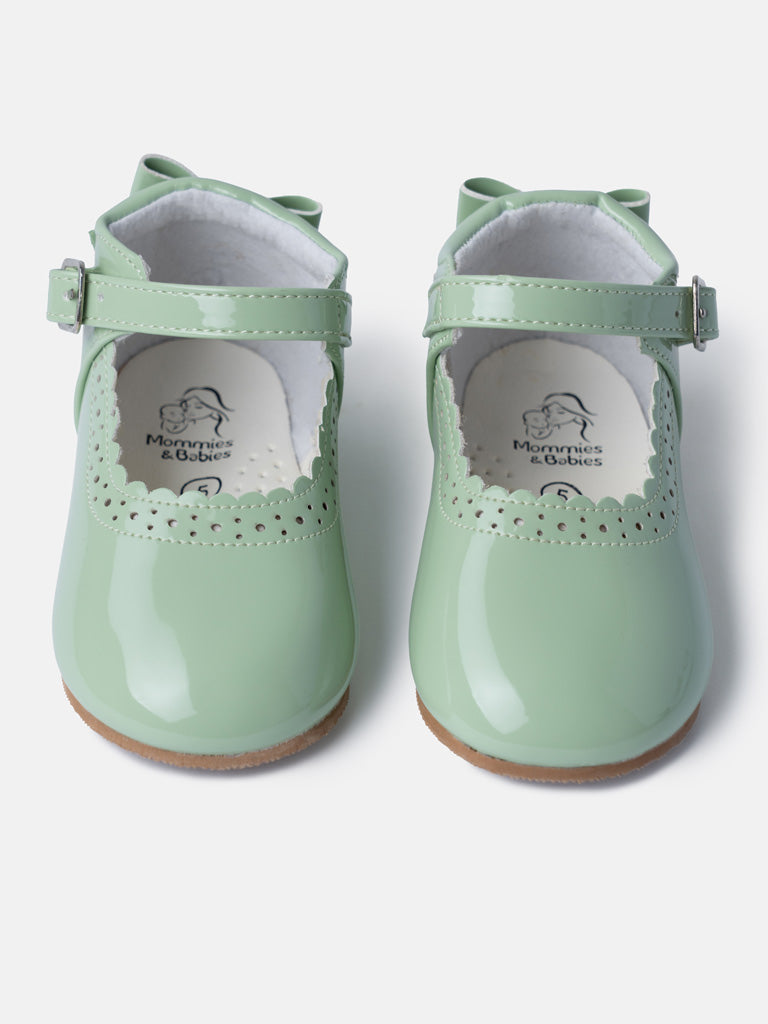 Baby Girl M&B Shoes with Back Bow - Mint Green