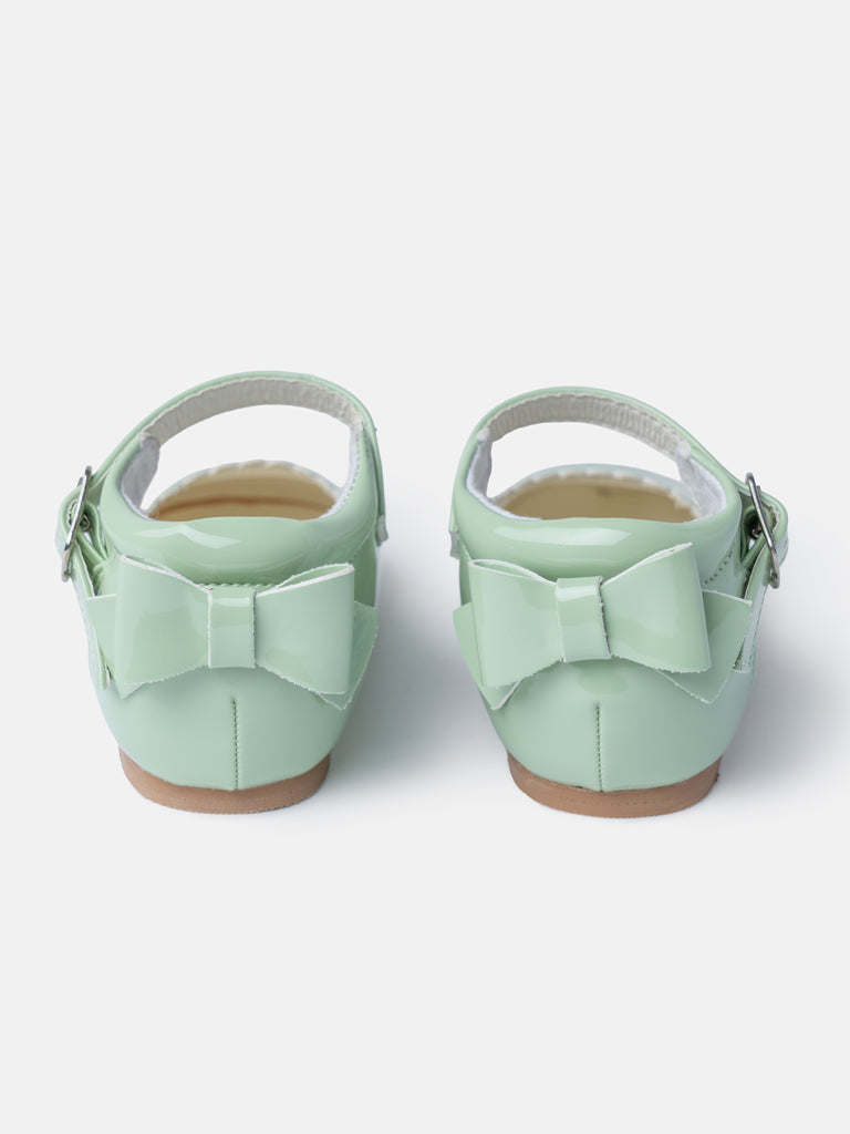 Baby Girl M&B Shoes with Back Bow - Mint Green