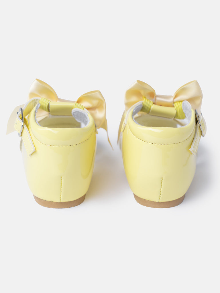Baby Girl M&B Sandals with Detachable Satin Bow - Lemon Yellow