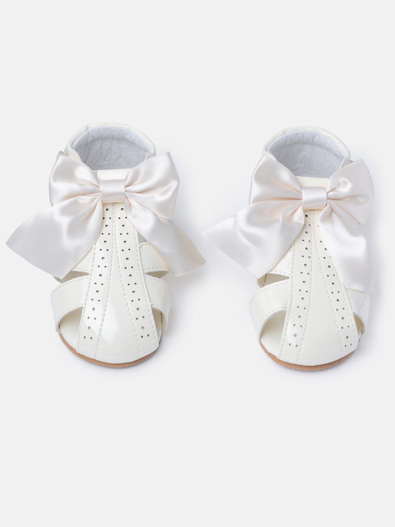 Baby Girl M&B Sandals with Detachable Satin Bow - Cream