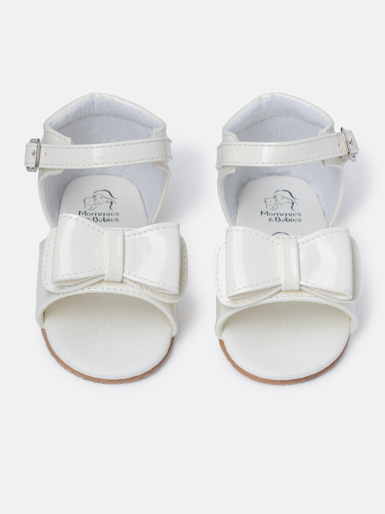 Baby Girl M&B Sandals with Solid Bow - Cream
