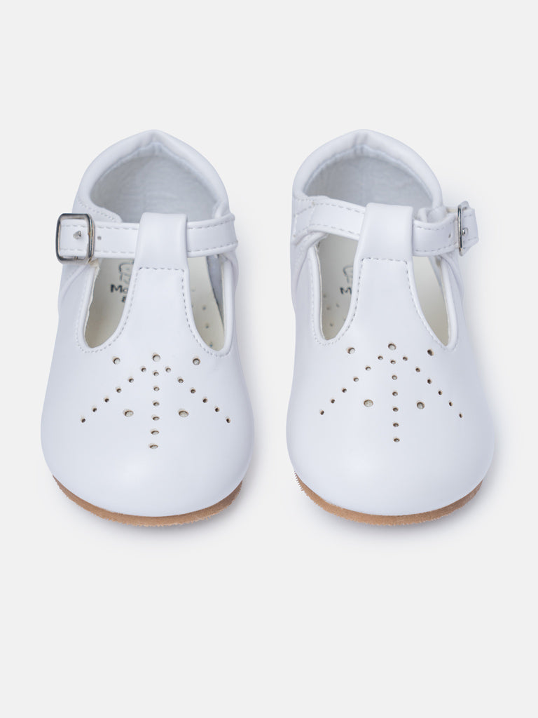 Baby Boy M&B Classic T-Bar Shoes - White