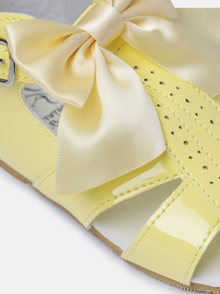 Baby Girl M&B Sandals with Detachable Satin Bow - Lemon Yellow