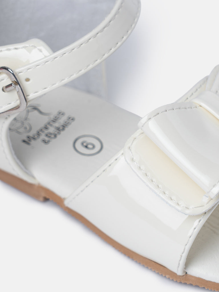 Baby Girl M&B Sandals with Solid Bow - Cream