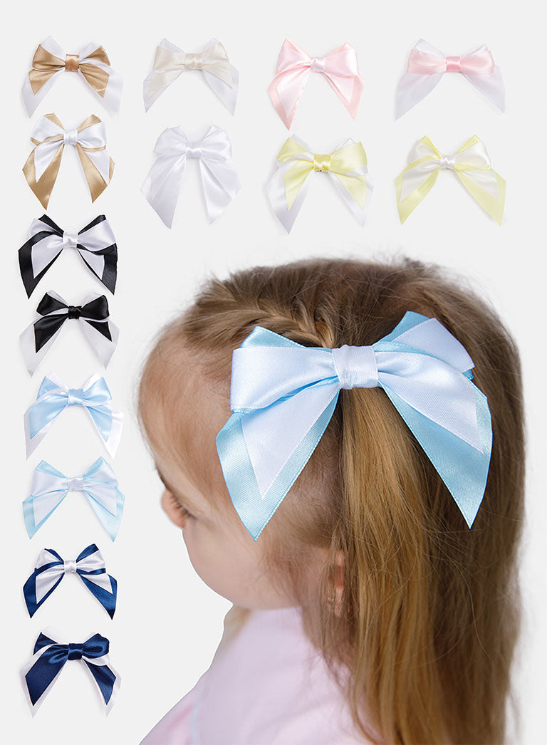 Baby Girl Satin Double Bow Hairclip - Double Toned