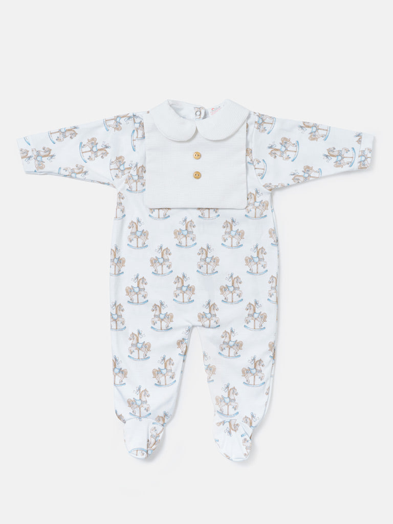 Baby Grow Rocking Horse Collection with Peter Pan Collar - Baby Blue
