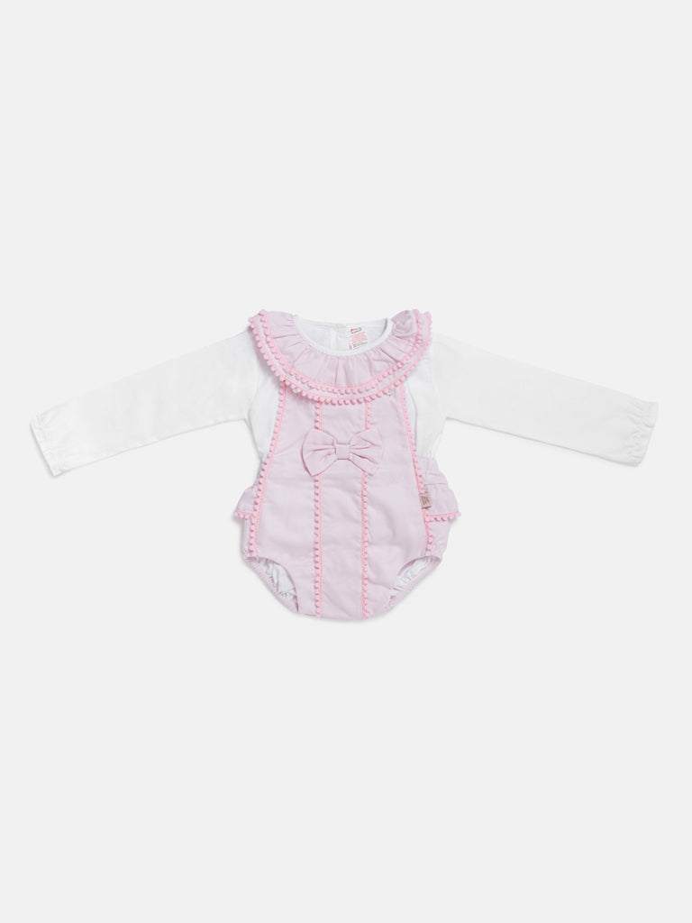Baby Girl Dolores Collection 2-piece Spanish Romper Set - Baby Pink