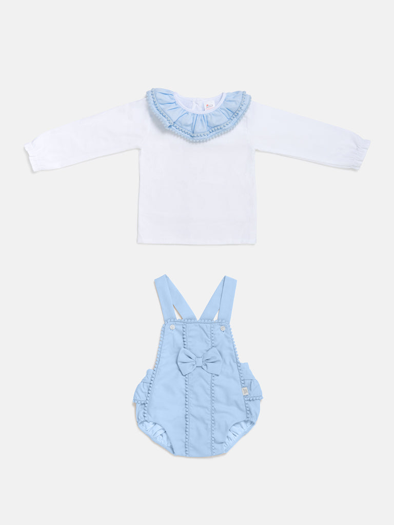 Baby Girl Dolores Collection 2-piece Spanish Romper Set - Baby Blue