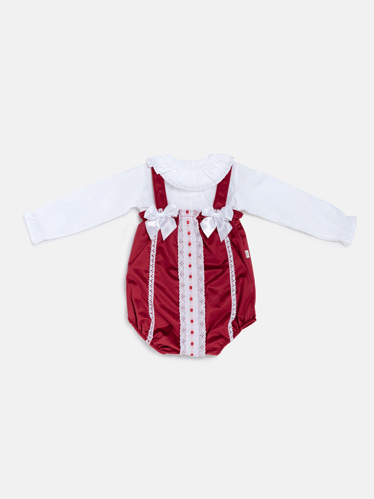 Baby Girl Miracle Collection 2-Piece Set Velvet Romper - Red