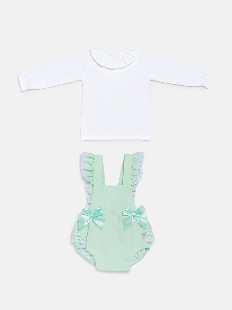 Baby Girl Mariola Collection 2-Piece Frilly Romper Set - Mint Green