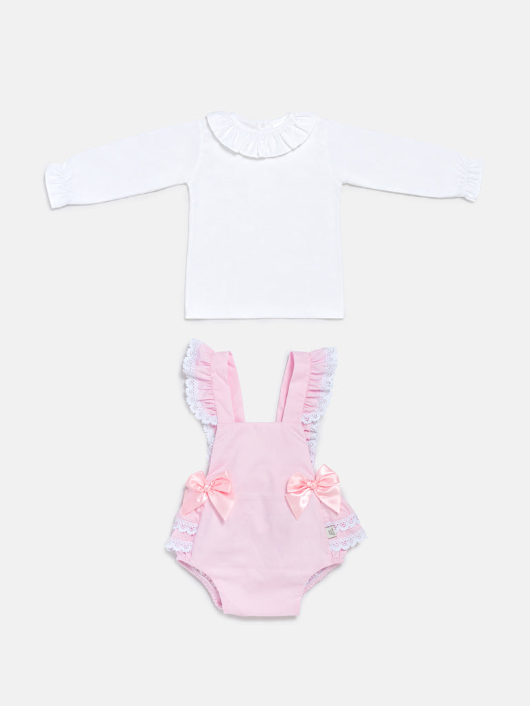 Baby Girl Mariola Collection 2-Piece Frilly Romper Set - Baby Pink