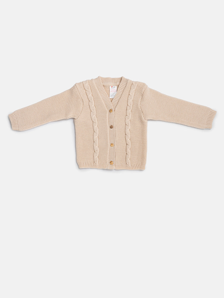 Baby Boy Cable Knit Cardigan - Beige