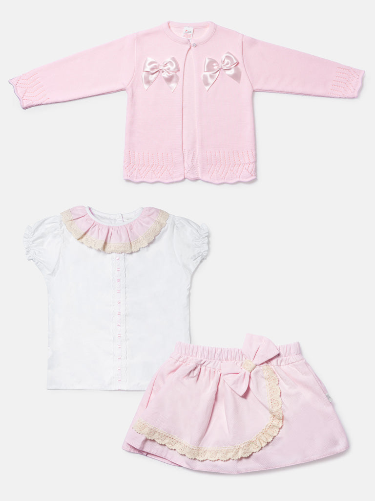 Baby Girl Theresa Collection 3-piece Spanish Romper Set - Baby Pink