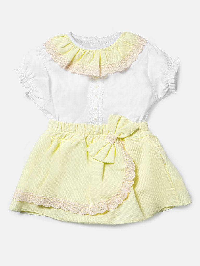 Baby Girl Theresa Collection 3-piece Spanish Romper Set - Lemon Yellow