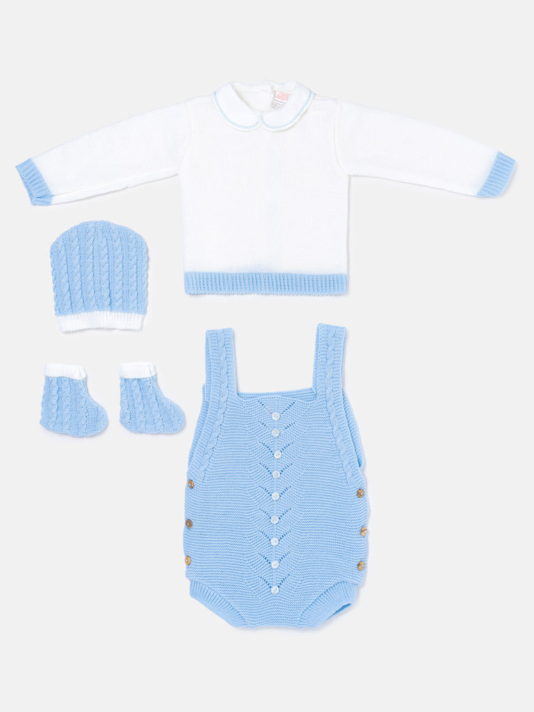 Baby Rafi Collection 4-piece Spanish Knitted Set - Baby Blue