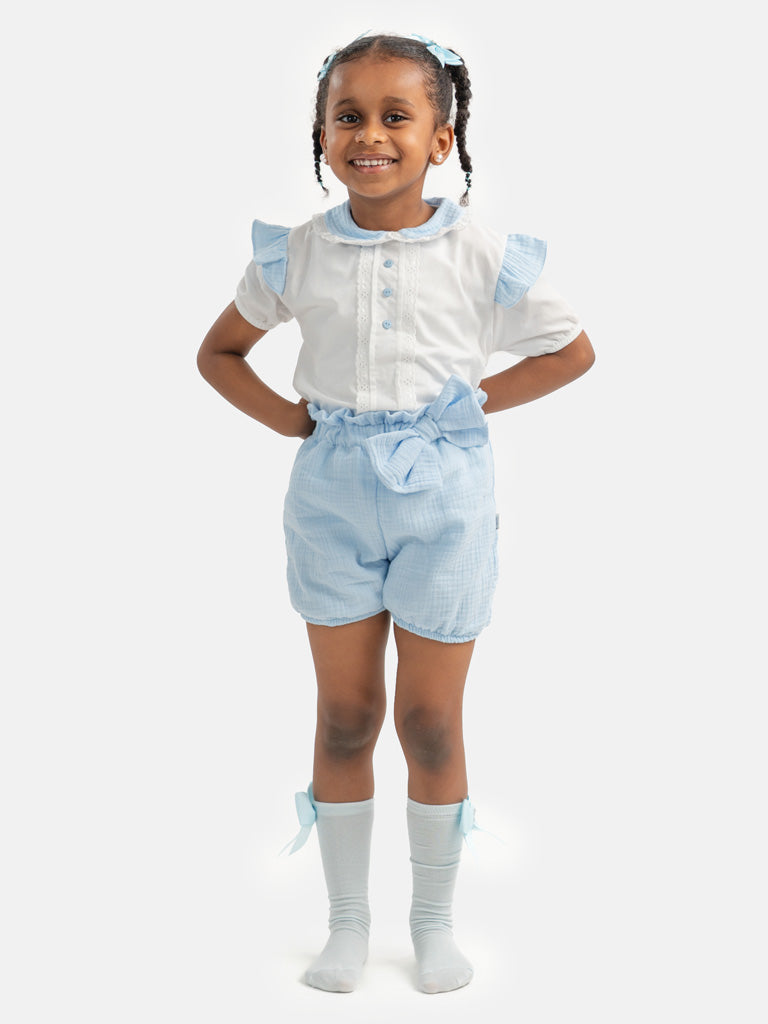 Baby Girl Lydia Collection Spanish 2-piece Romper Set - Baby Blue