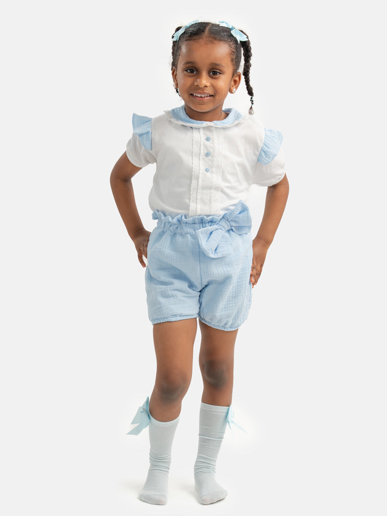 Baby Girl Lydia Collection Spanish 2-piece Romper Set - Baby Blue