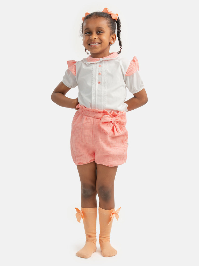 Baby Girl Lydia Collection Spanish 2-piece Romper Set - Salmon