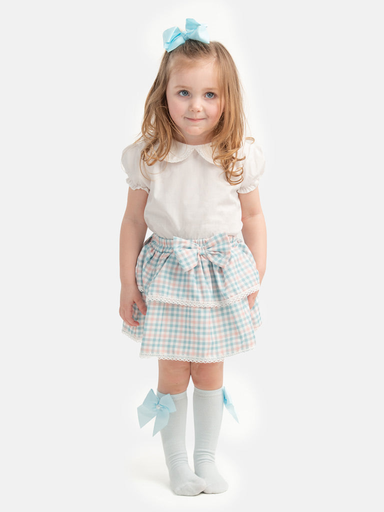 Baby Girl Luciana Collection Spanish 2-piece Romper Set - Aqua Blue