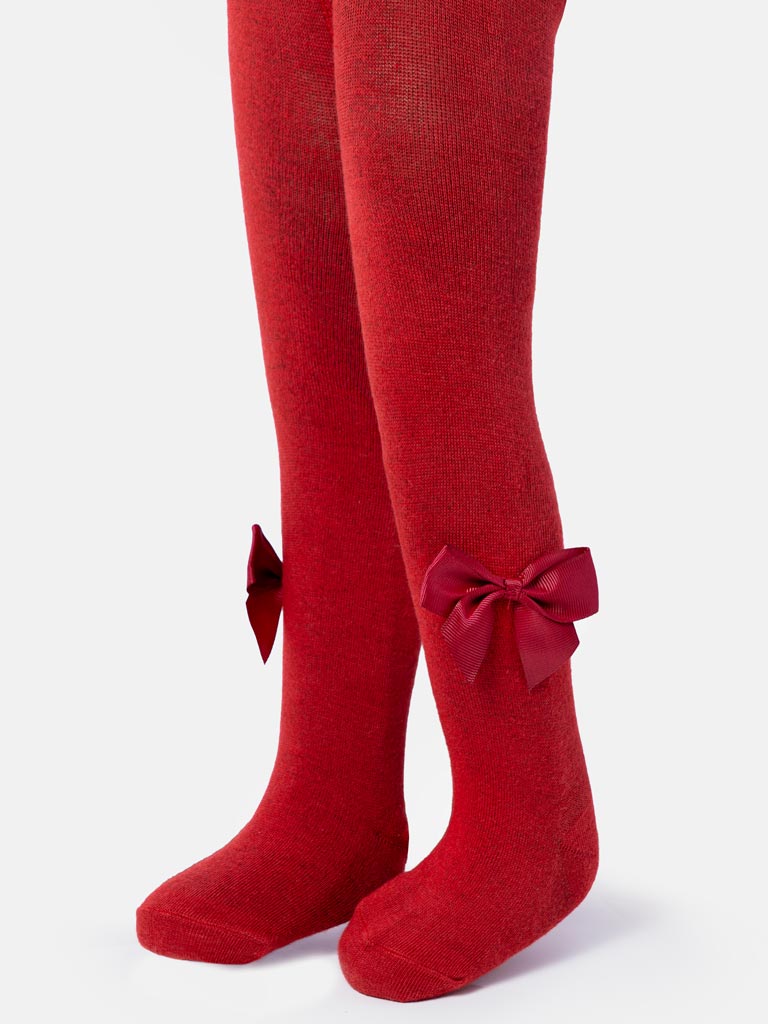 Baby Girl Tights with Side Bow - Red
