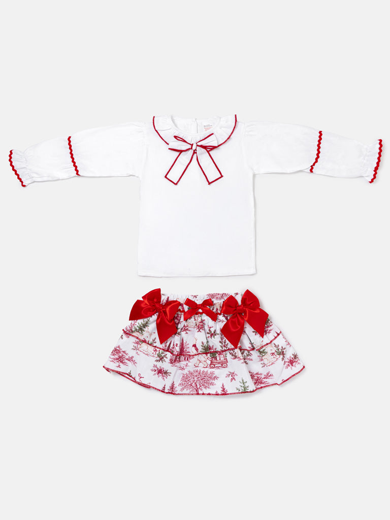 Girls 2-piece Set Top + Skirt - Christmas Print Collection - LIMITED EDITION