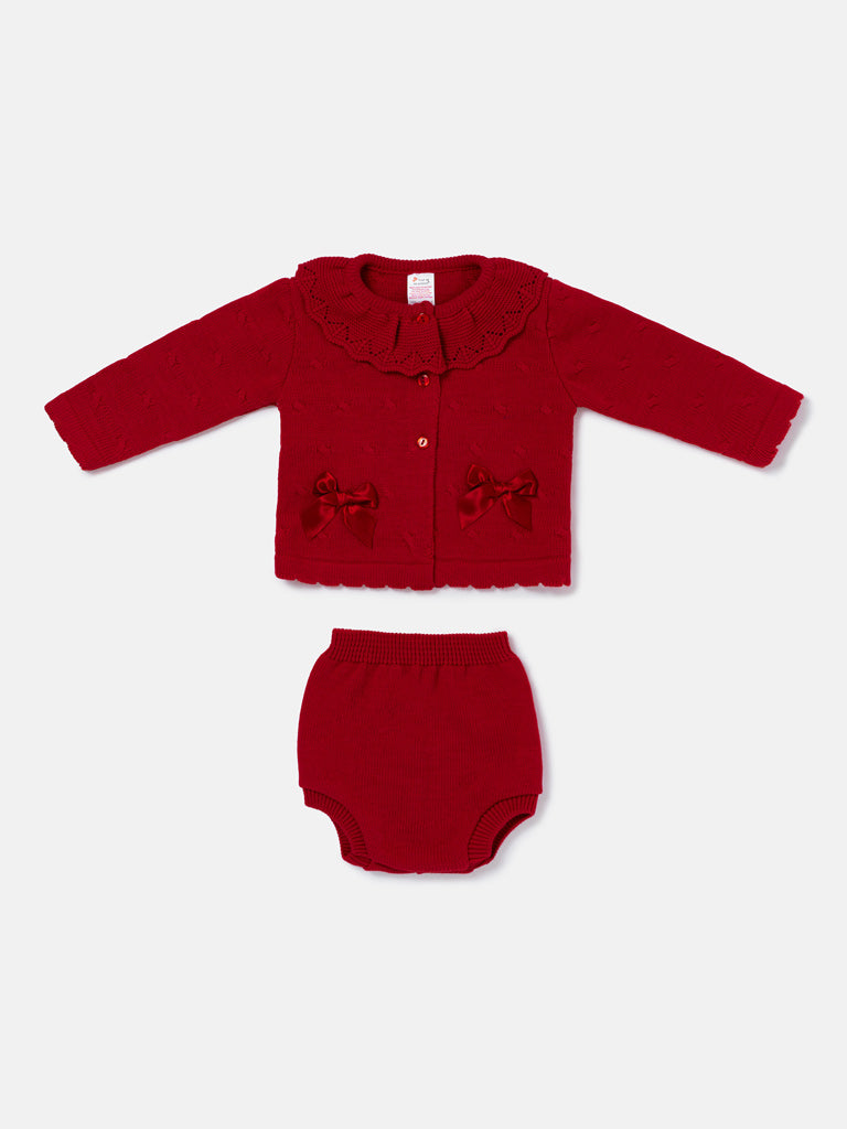 Baby Girl Catarina Collection 2-piece Spanish Knitted Set - Red