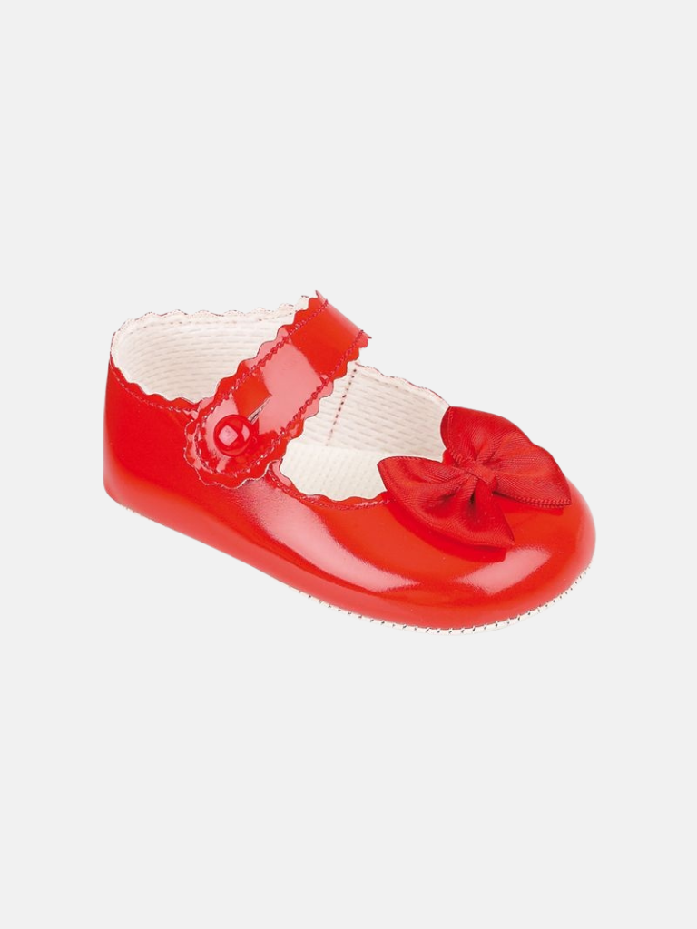 Baypods Girls Soft Soled Shoe with Bow-Red