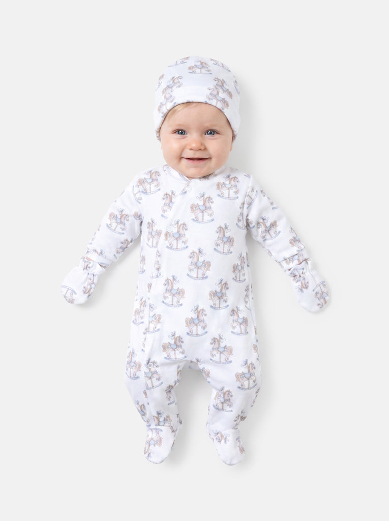 Velour Baby Grow Rocking Horse Collection 3-Piece Set - Baby Blue
