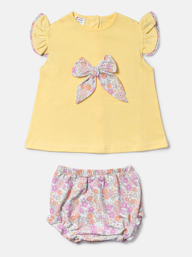Baby Girl Elena Collection Spanish Romper 2-Piece Set - Lemon Yellow