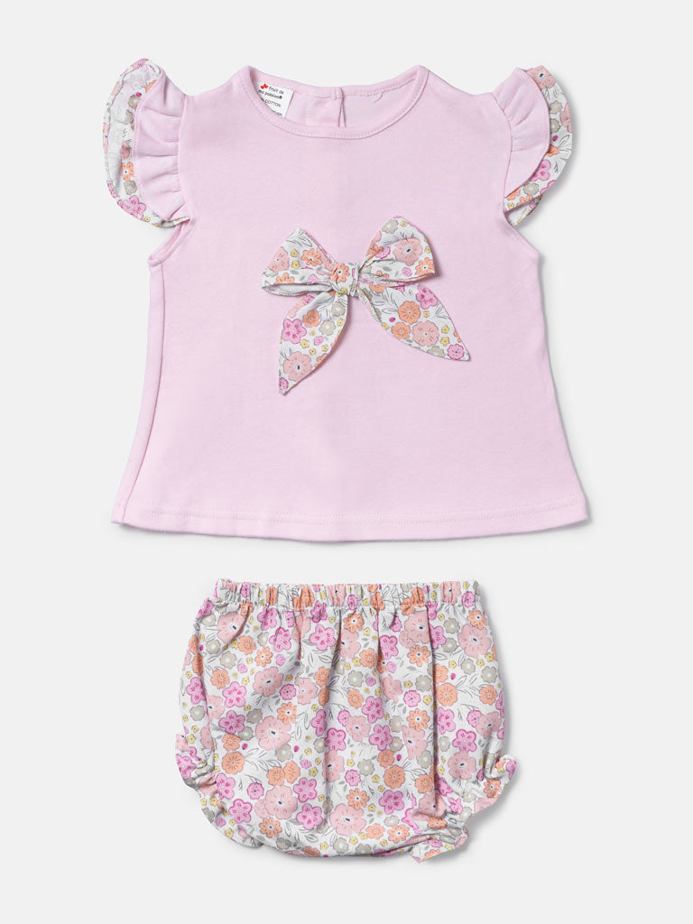 Baby Girl Elena Collection Spanish Romper 2-Piece Set - Baby Pink