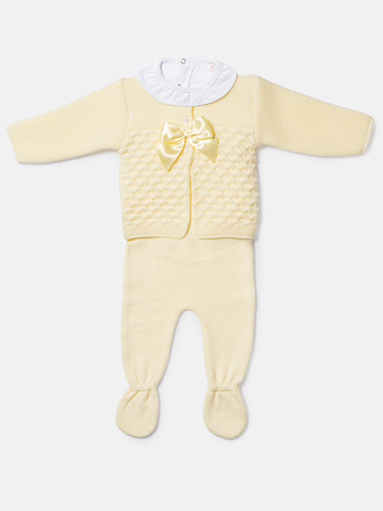 Girl Zaira Collection 3-Piece Knitted Set Baby & Toddler - Lemon Yellow
