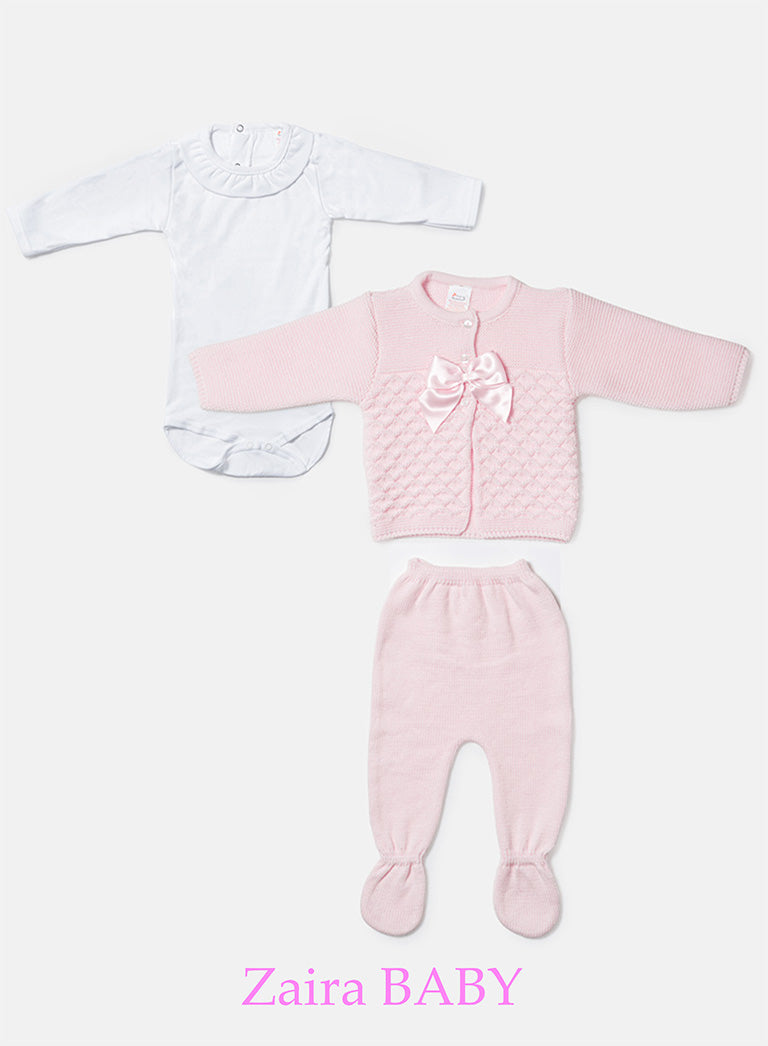 Girl Zaira Collection 3-Piece Knitted Set Baby & Toddler - Baby Pink