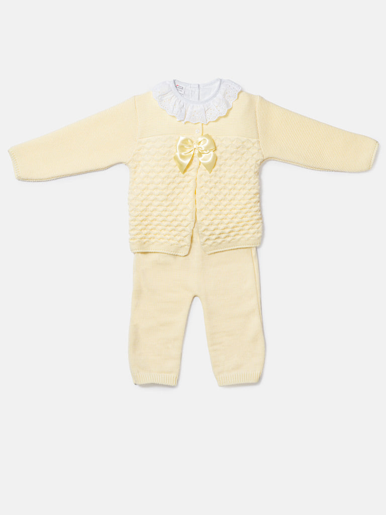Girl Zaira Collection 3-Piece Knitted Set Baby & Toddler - Lemon Yellow