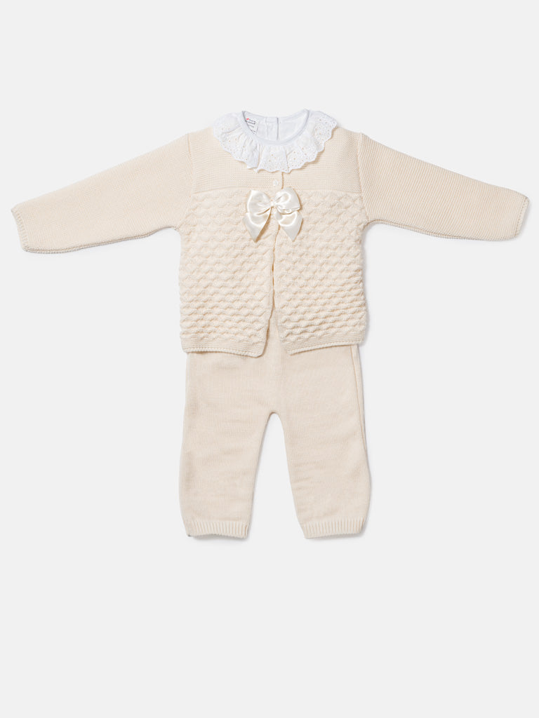 Girl Zaira Collection 3-Piece Knitted Set Baby & Toddler - Beige