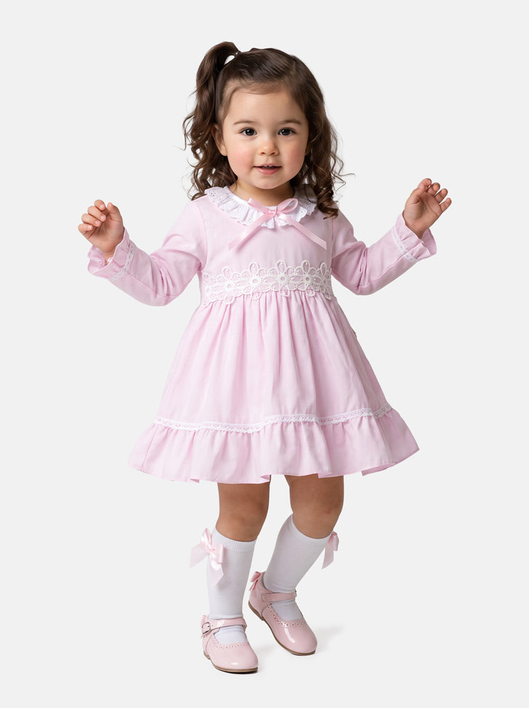 Baby Girl Regina Collection Frilly Dress - Baby Pink