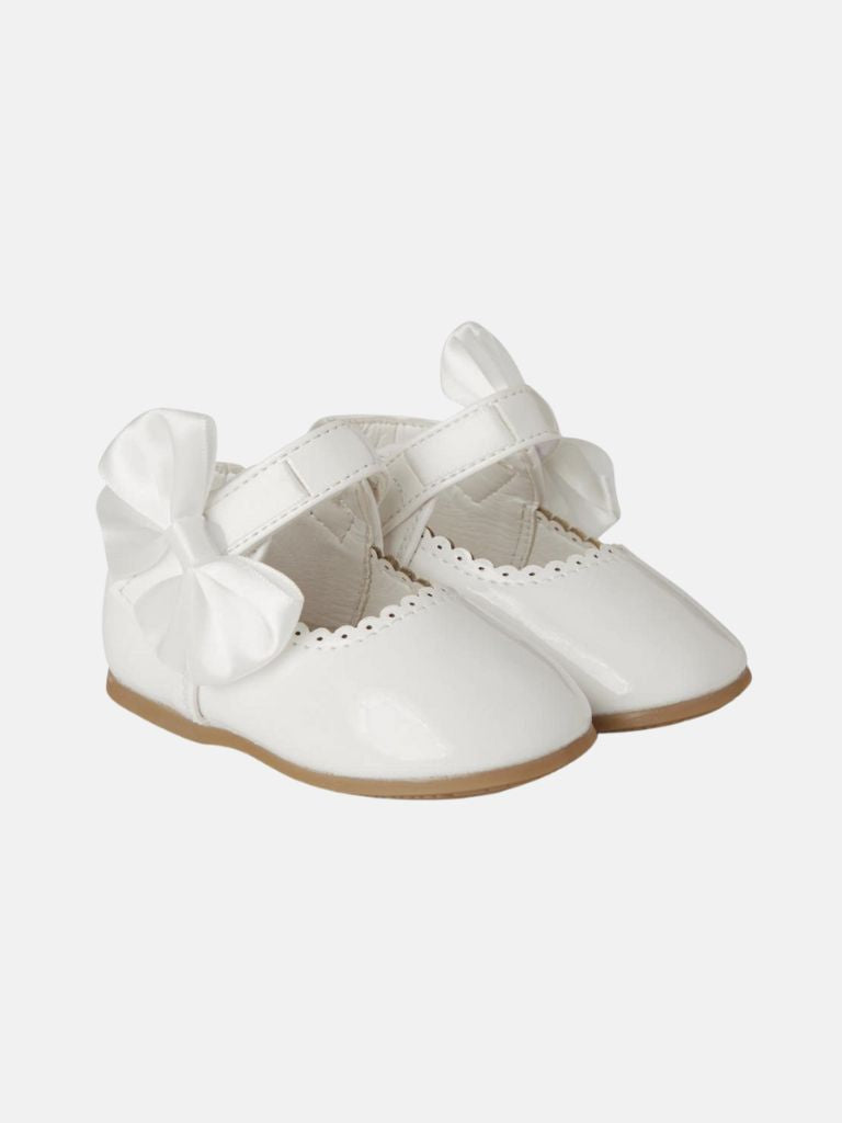 Baby Girl Scalloped Hem Knee Socks with Satin Bow and Pearl - Dusty Pink