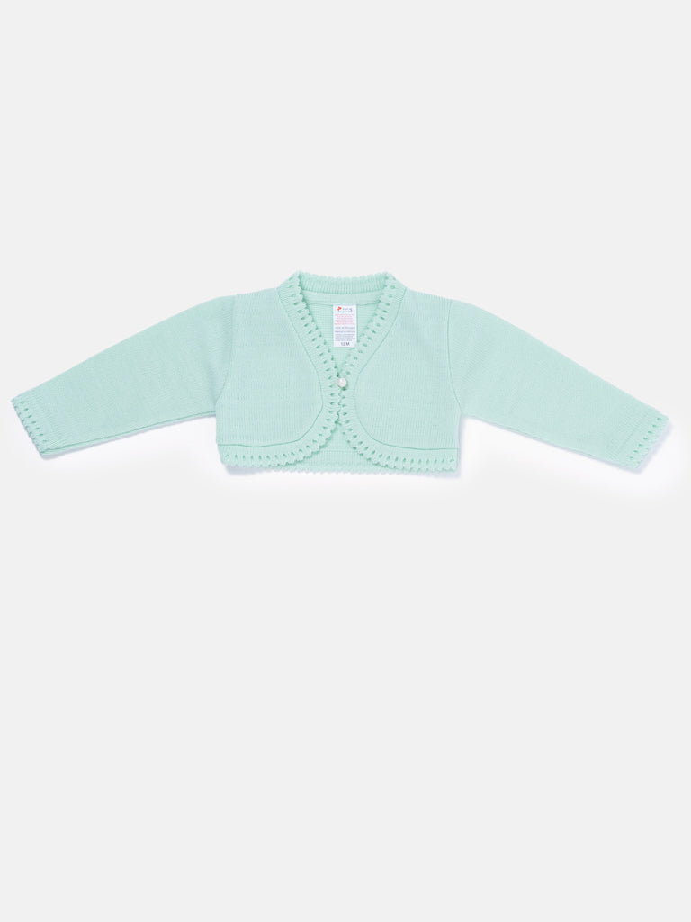 Luxury Baby Girl SHORT Bolero with Button - Mint
