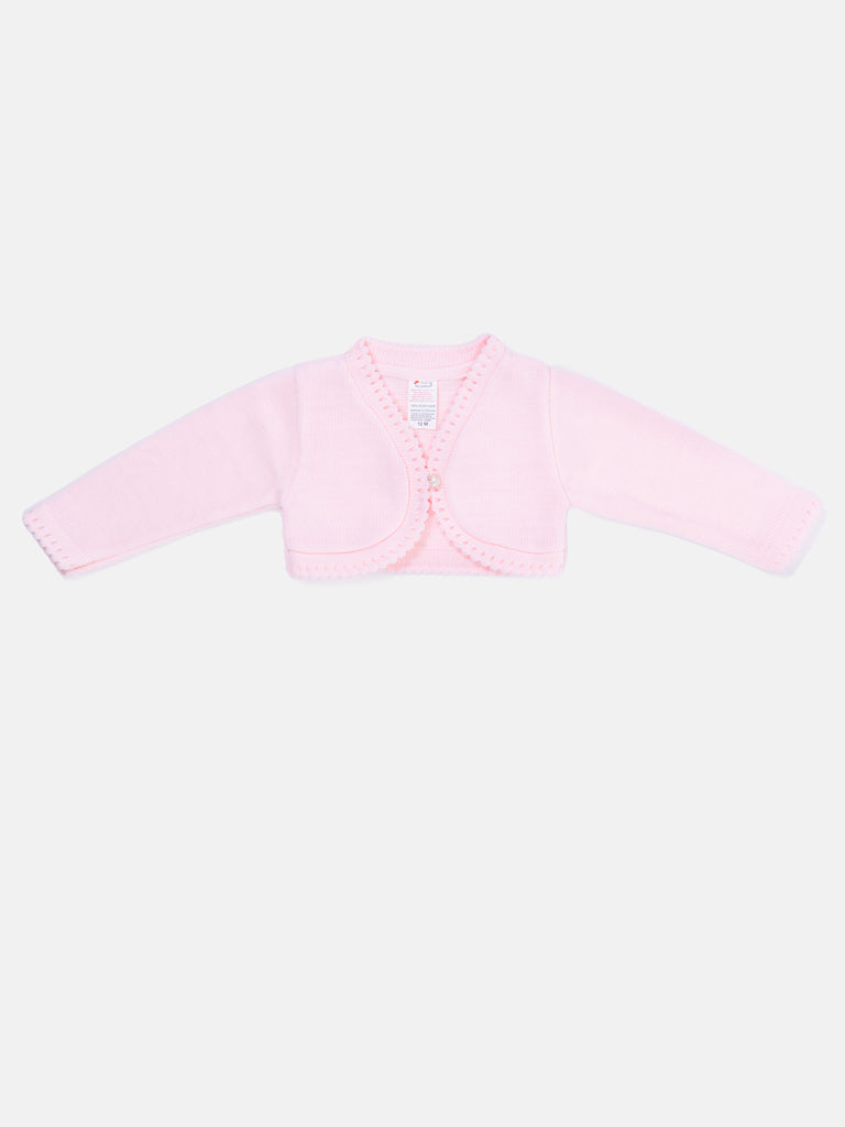 Luxury Baby Girl SHORT Bolero with Button - Pink