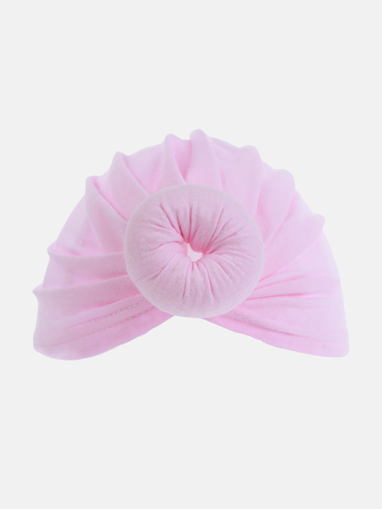 Baby Girl Hat with Donut Twist - Pink