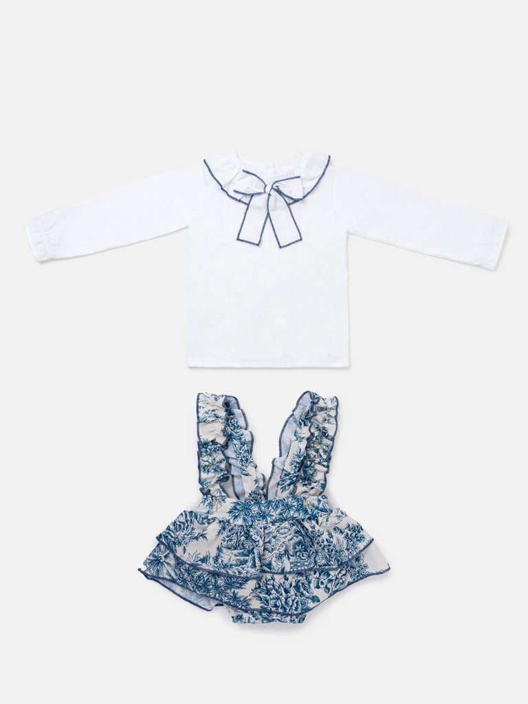 Baby Girl Isaura Collection 2-piece Romper Set - Dusty Blue