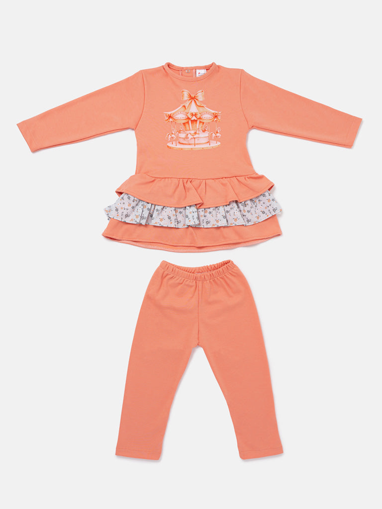 Baby Girl Top & Leggings Set - Carousel Collection - Orange