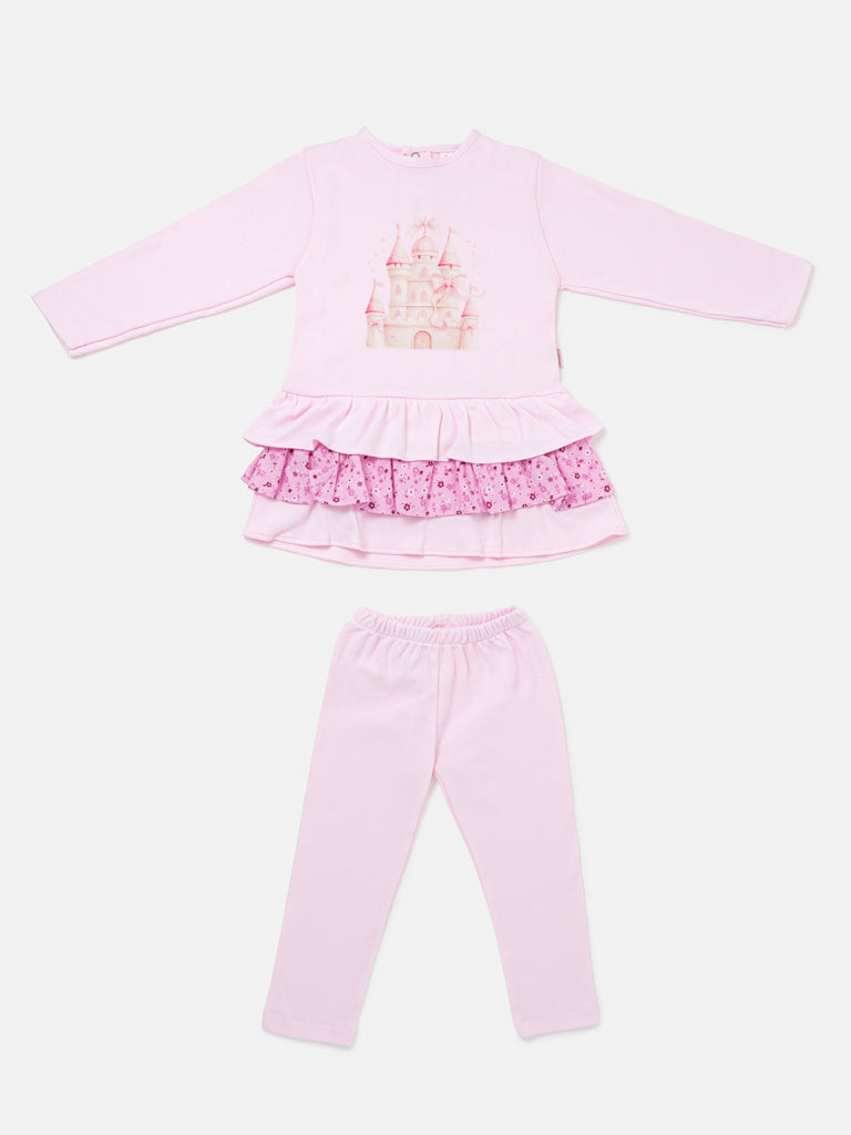 Baby Girl Top & Leggings Set - Castle Collection - Pink