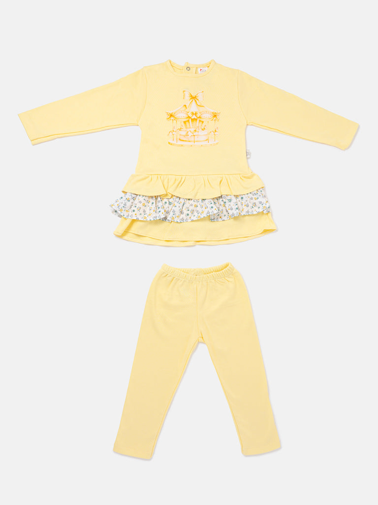 Baby Girl Top & Leggings Set - Carousel Collection - Lemon Yellow