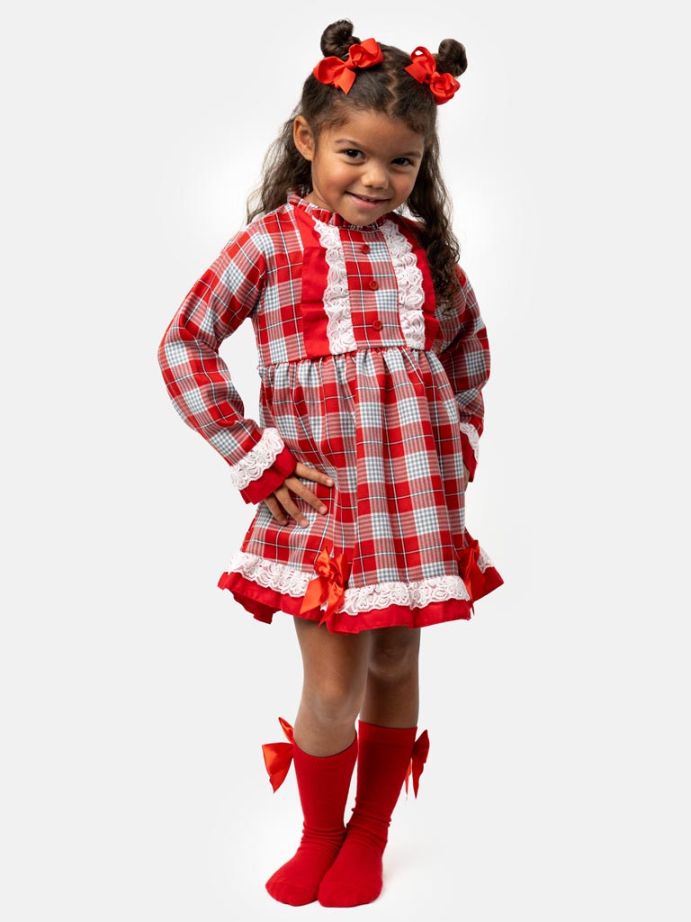 baby aralia dress green tartan