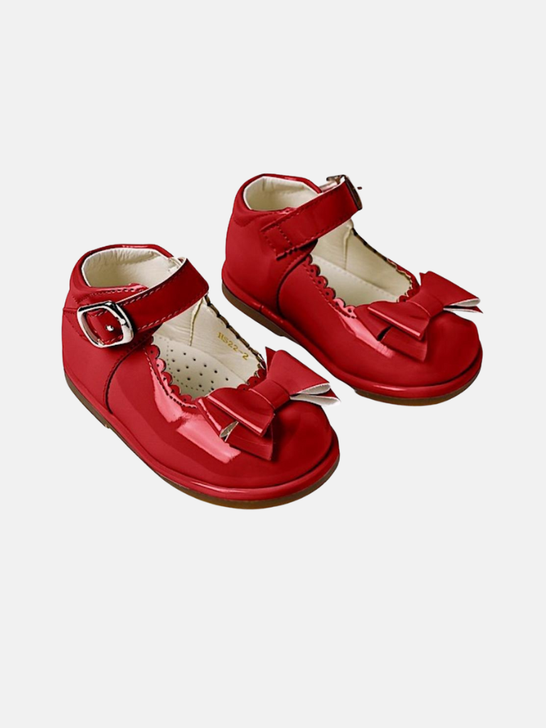 Baby Girl Patent Double Bow Shoes -Red